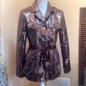 Tracy Porter brown bronze metallic texture jacket